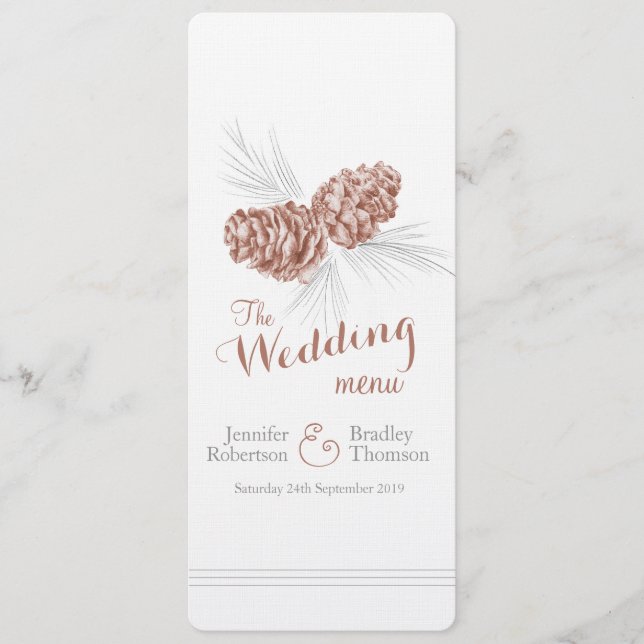 Menu Cones brown grey hiver mariage d'hiver (Devant)