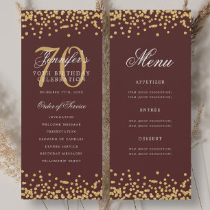 Menu Confettis Bordeaux Or Programme 70e Anniversa