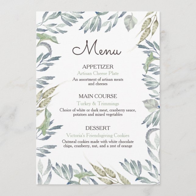 Menu Convivial Rustique Thanksgiving Diner Menu (Devant)