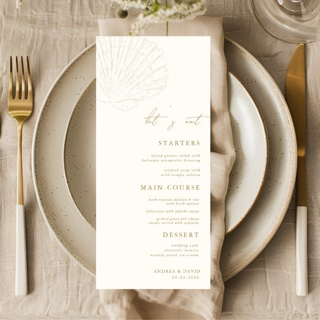 Menu Coquillage Ivoire & Or Beach Let's Eat Mariage (Créateur téléchargé)