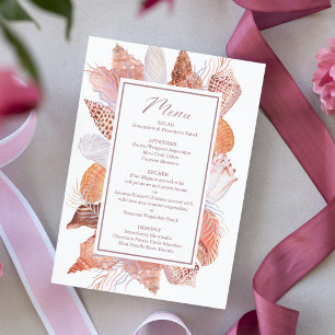 Menu Coquillages de plage Aquarelle Côtier Chic Apparte