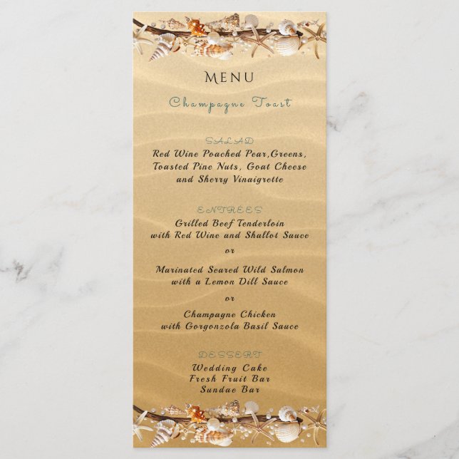 Menu Coquillages Sable Starfish Bois chiré Tropical (Devant)