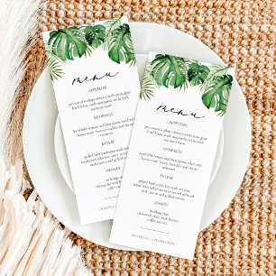 Menu CORA Modern Tropical Beach Palm Leaf Destination