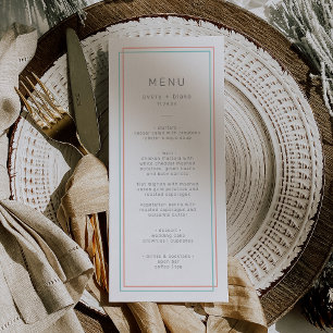 Menu Corail minimaliste et Mariage frontalier Turquoise