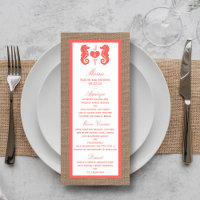 Coral Seahorse Burlap Beach Wedding Collection