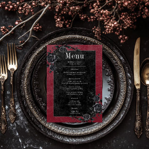 Menu Corbeau noir gothique et Mariage de vin Rose noir
