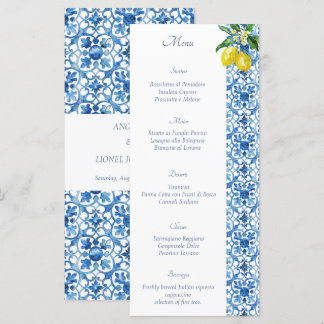 Menu Côte d'Amalfi Carreaux de citron Italie Mariage
