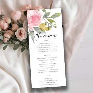 MENU COULEUR D'EAU ROSE ROSE DOUCE MARIAGE FLORAL