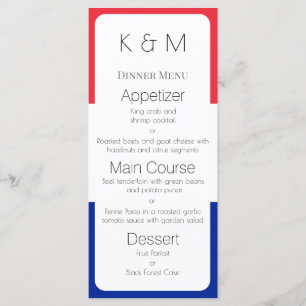 Menu Couleurs du drapeau français Dîner français