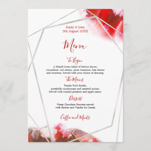 Menu Couleurs rouges/Mariage géométrique argent