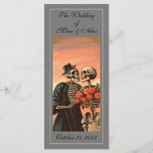 Menu Couple De Squelette vintage Avec Gris Floral Autom