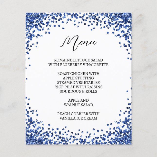 Menu Courbé Bleu Nuit Pailleté Blanc (Devant)