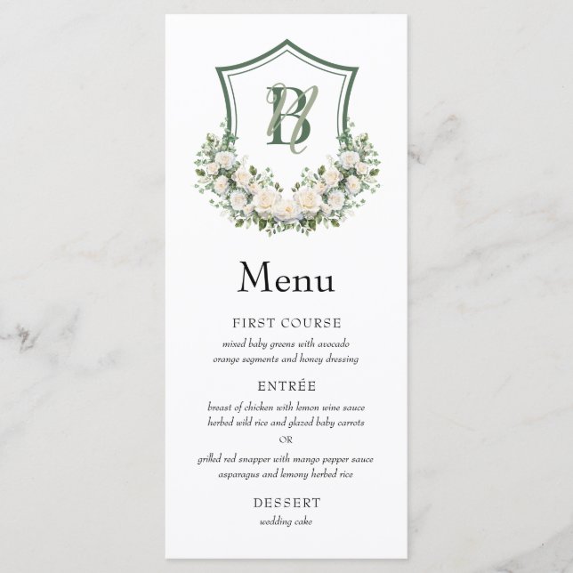 Menu Couronne de fleurs blanches pour mariage (Devant)