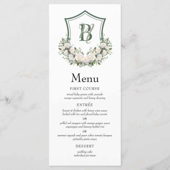 Menu Couronne de fleurs blanches pour mariage (Devant)