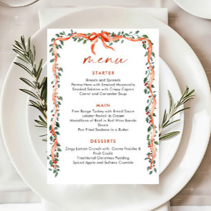 Menu Couronne de Noël Fantaisie Rouge pour Dîner de Fêt