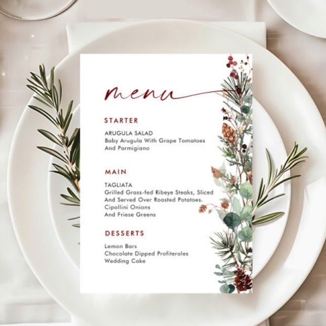 Menu Couronne de Noël Fantaisie Rouge pour Dîner de Fêt (Créateur téléchargé)