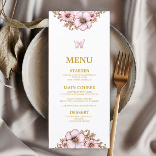 Menu Couronne de papillon Tiara Dorée Rose Quinceañera 