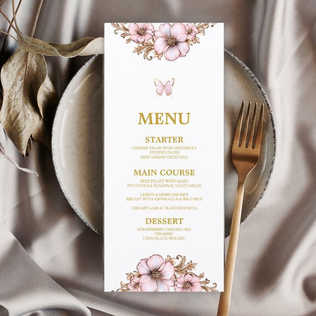 Menu Couronne de papillon Tiara Rose Doré Quinceañera  (Créateur téléchargé)