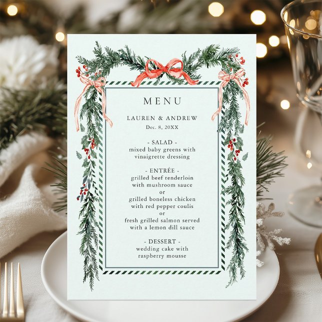 Menu Couronne de verdure hivernale Mariage Vert menthe (Créateur téléchargé)