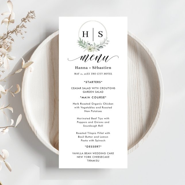 Menu Couronne élégante Monogramme Mariage  (Créateur téléchargé)