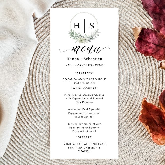 Menu Couronne élégante Monogramme Mariage  (Créateur téléchargé)