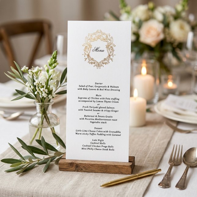 Menu Couronne florale classique Monogramme Mariage (Créateur téléchargé)