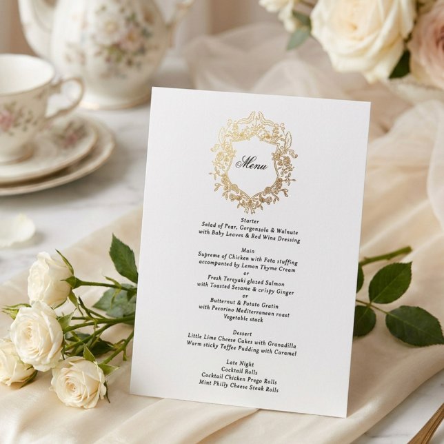 Menu Couronne florale classique Monogramme Mariage (Créateur téléchargé)