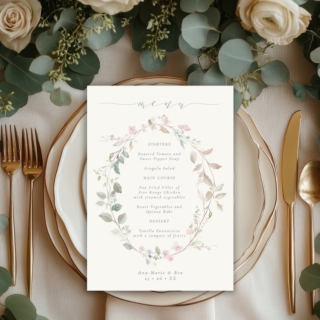 Menu Couronne florale délicate et romantique pour maria (Créateur téléchargé)
