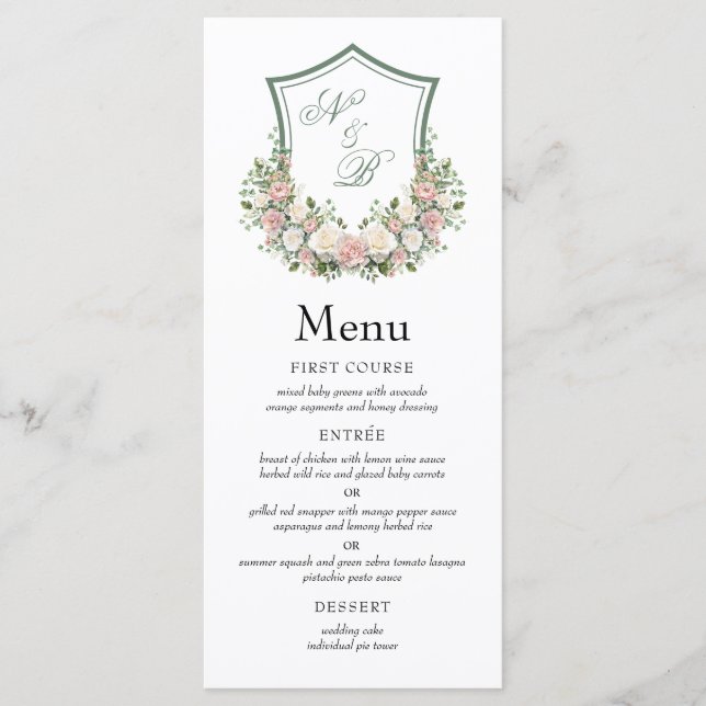 Menu Couronne florale rose (Devant)