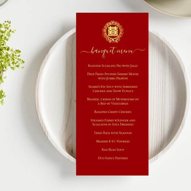 Menu Couronne florale rouge mariage chinois double bonh (Créateur téléchargé)