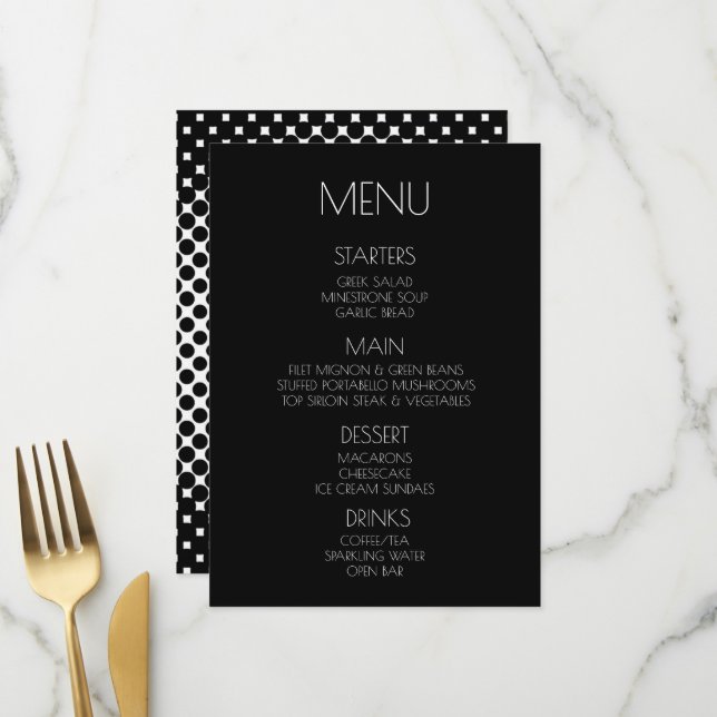 Menu Créer votre propre - demi-ton noir (Devant/Arrière en situation)