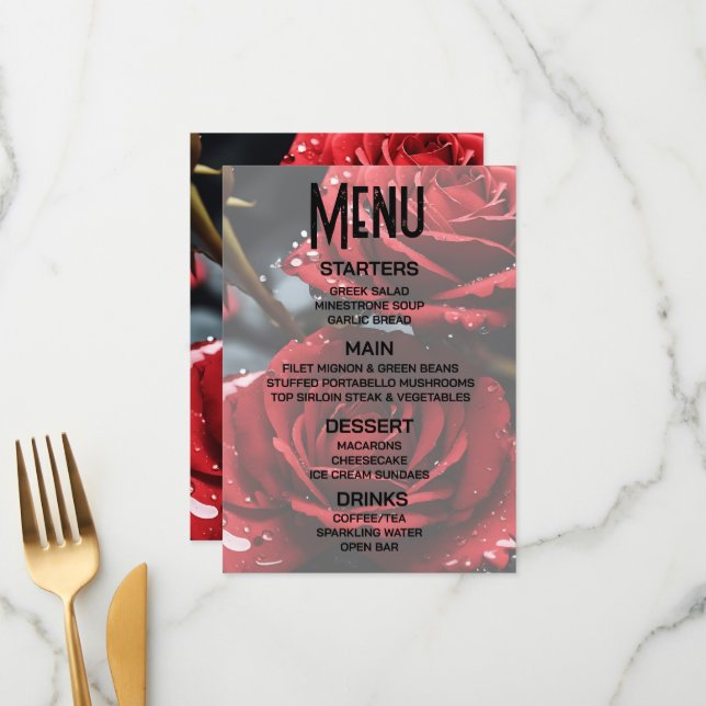 Menu Créez vos propres roses rouges en gros plan (Devant/Arrière en situation)
