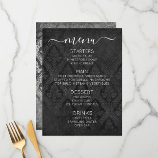 Menu Créez votre propre damas gothique vintage personna
