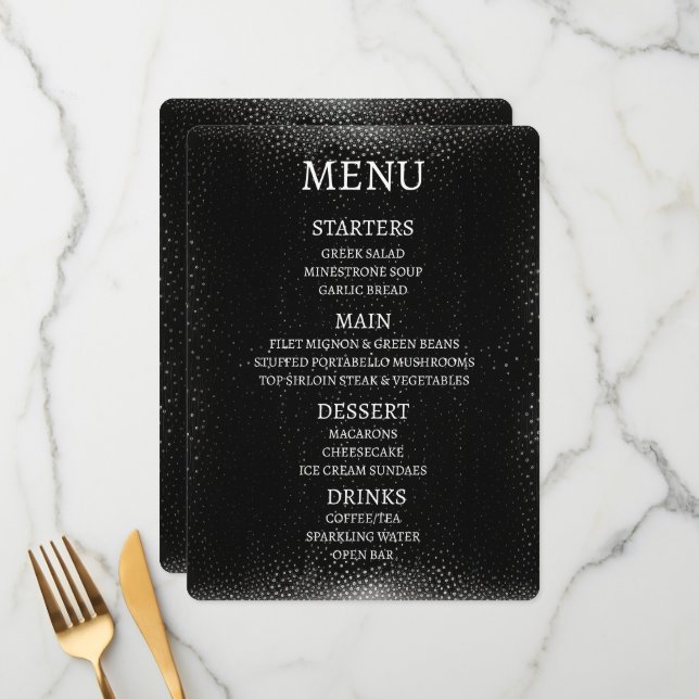 Menu Créez Votre Propre Personnalisé Tacheté Noir (Devant/Arrière en situation)