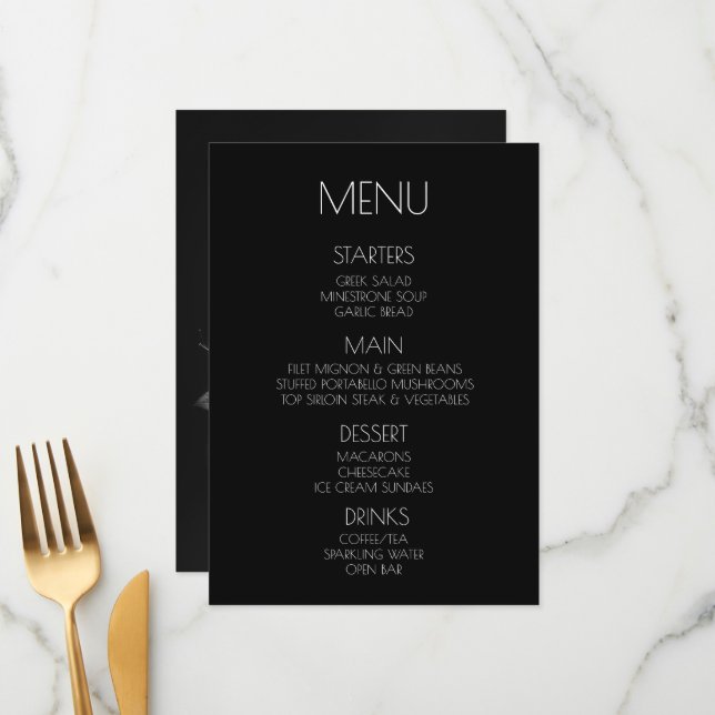 Menu Créez votre propre - Roses noires et blanches (Devant/Arrière en situation)