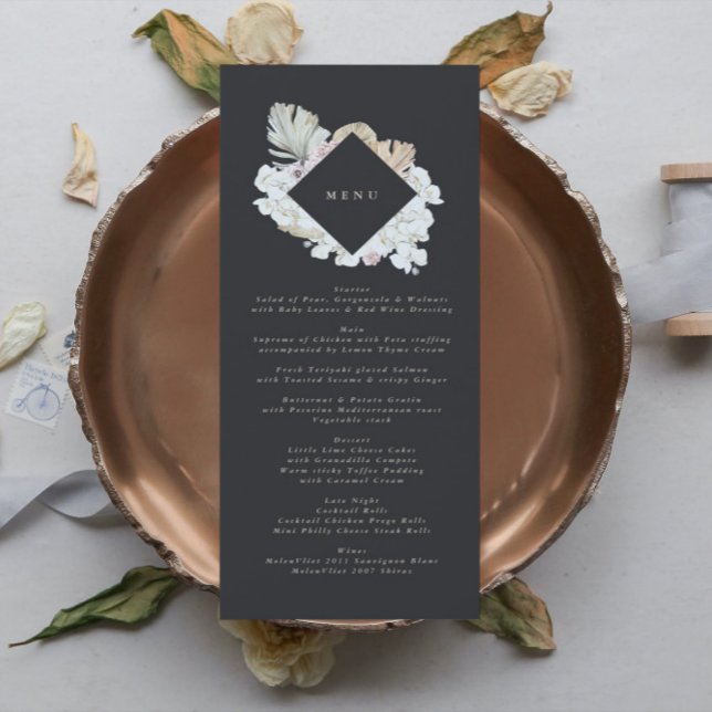 Menu Crème de Charbon mince Pampas Mariage de laiton (Créateur téléchargé)
