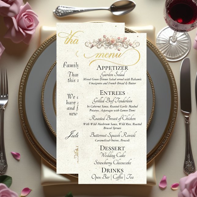 Menu Crème - Roses, Cœur et Merci (Créateur téléchargé)