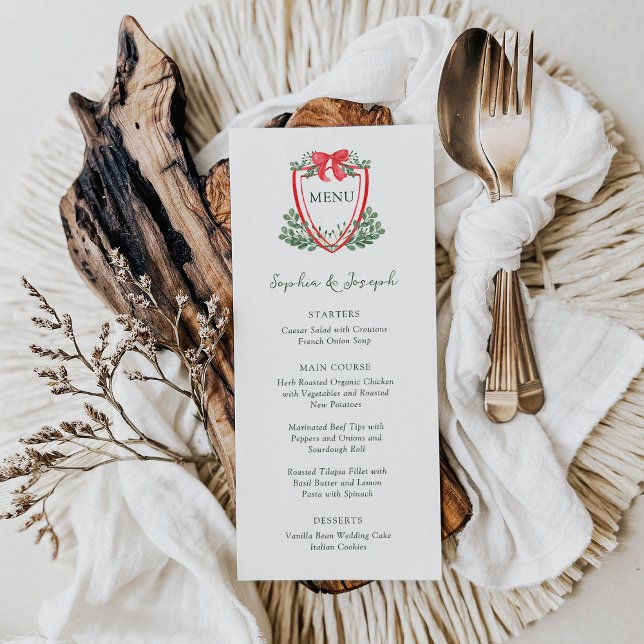Menu Crest de Noël | Mariage de vacances Whimsical (Créateur téléchargé)