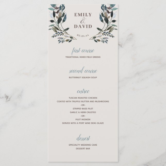 Menu Crest jardin | Eggshell | Mariage 4 cours (Devant)