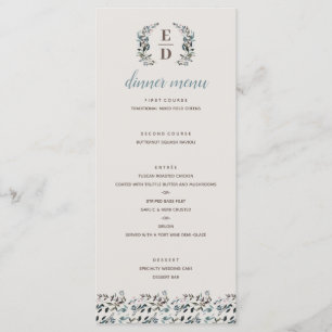 Menu Crest jardin   Eggshell   Mariage de monogramme