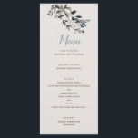 Menu Crest jardin | Eggshell | Script Mariage<br><div class="desc">Ce menu mariage élégant et chic présente des fleurs d'aquarelle peintes dans les tons bleu et rose et est assorti à un motif floral sur le dos. Personnalisez-le avec votre propre texte en utilisant les modèles fournis. La couleur arrière - plan est réglée sur une couleur neutre en coquille d'oeuf,...</div>