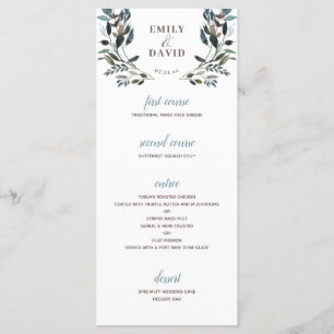 Menu Crest jardin   Mariage floral blanc 4 cours