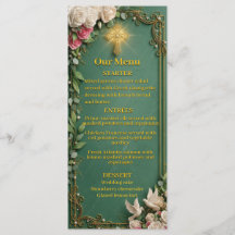 Croix dorée verte émeraude Mariage chrétien 
