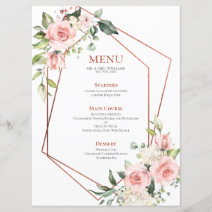 Menu Cuivre Géométrique Peach Rose Floral