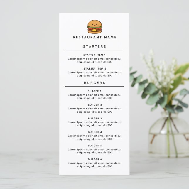 Menu Cute Burger Restaurant (Debout devant)