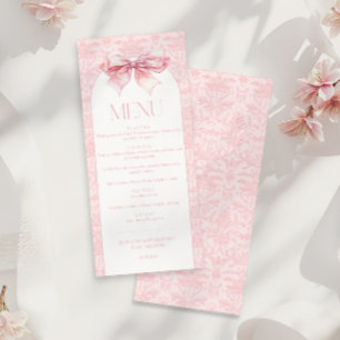 Menu Cute Coquette Pink Bow Damask Baby Girl Douche