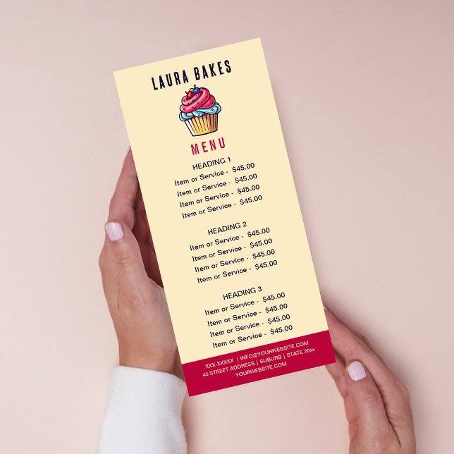 Menu Cute Cupcake Boulangerie Pâtisserie Chef Sweet Tar (Créateur téléchargé)