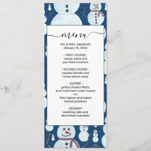 Menu Cute Frosty Blue Snowman Motif d'aquarelle