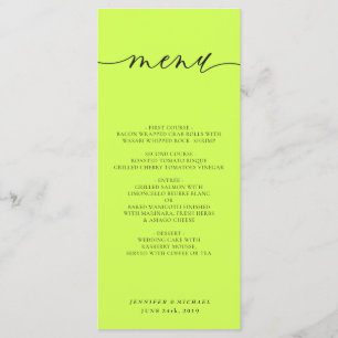 Menu Cyber Lime Jet Black Simple Script Mariage Dîner