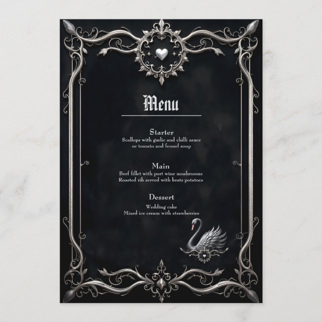 Menu Cygne Éternel de l'Amour, Forever Commence Ici.  (Devant)